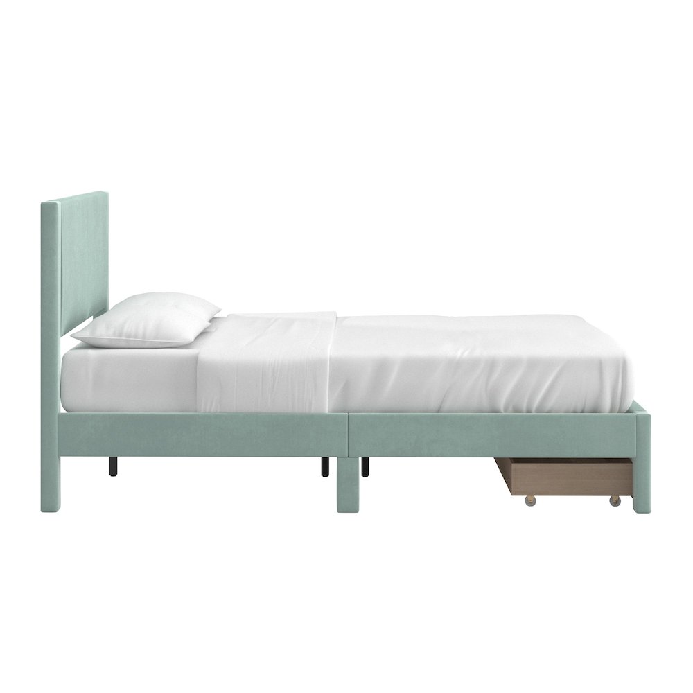 Crystal Green Pleated Velvet Storage Queen Bed. Picture 9