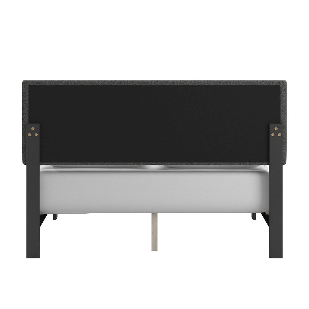 Black Finish Charcoal Boucle Queen Bed With LED Channel Headboard. Picture 5