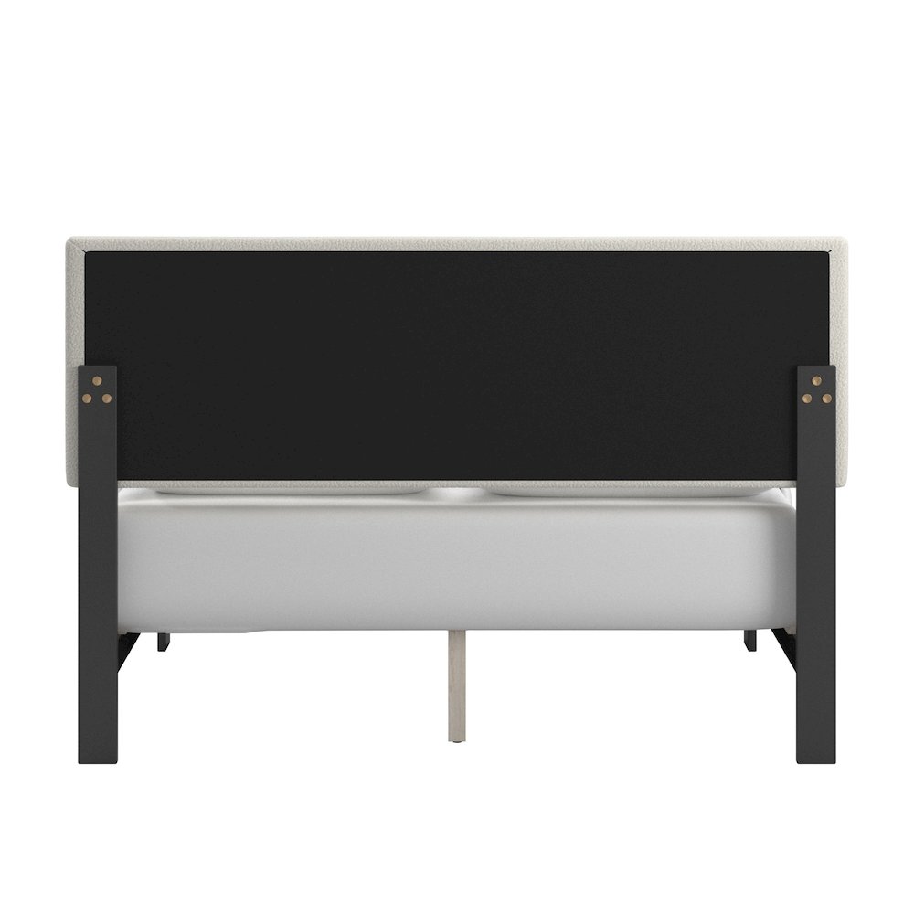 Black Finish Cream Boucle Queen Bed With LED Channel Headboard. Picture 5