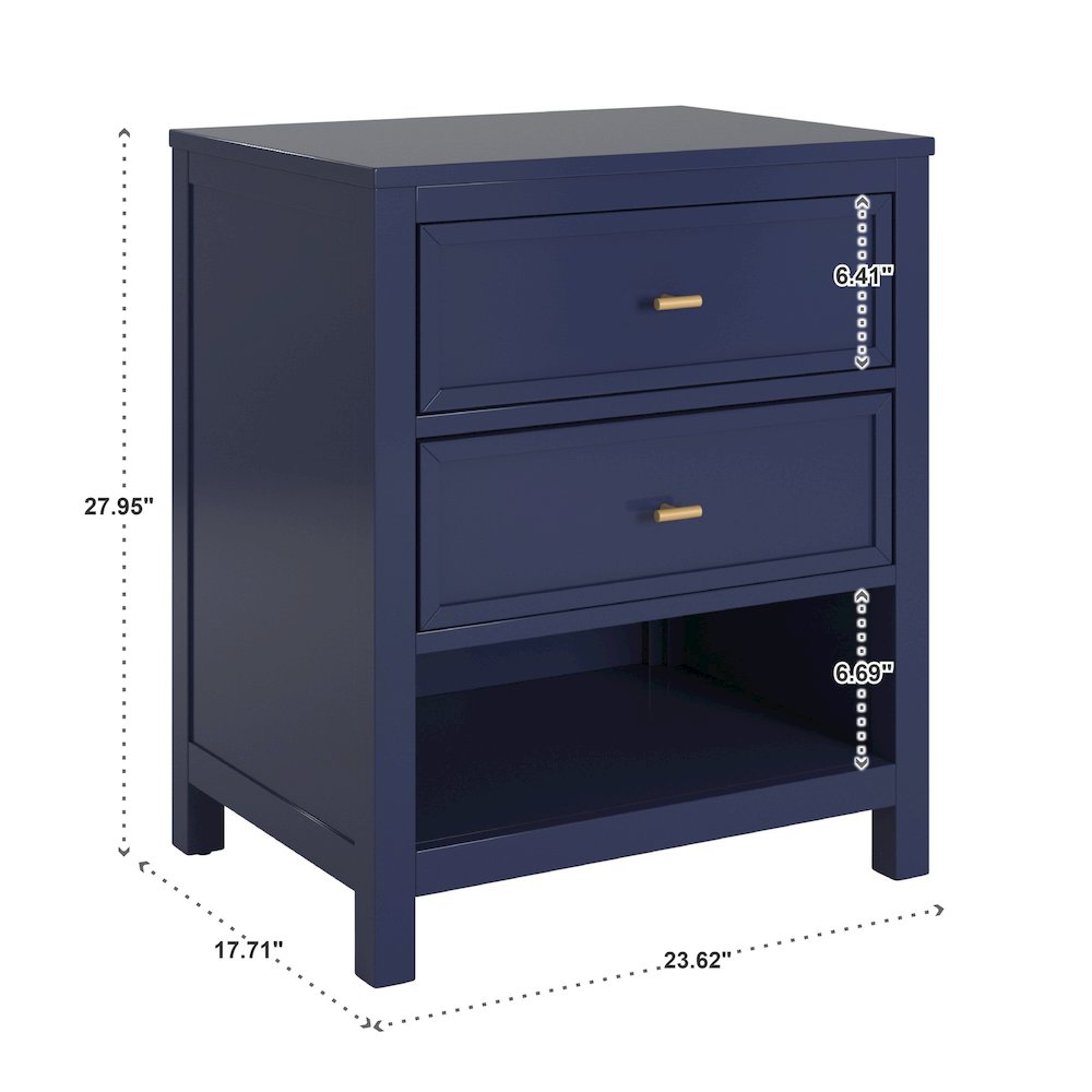 Twilight Blue Finish 2-Drawer Nightstand. Picture 4