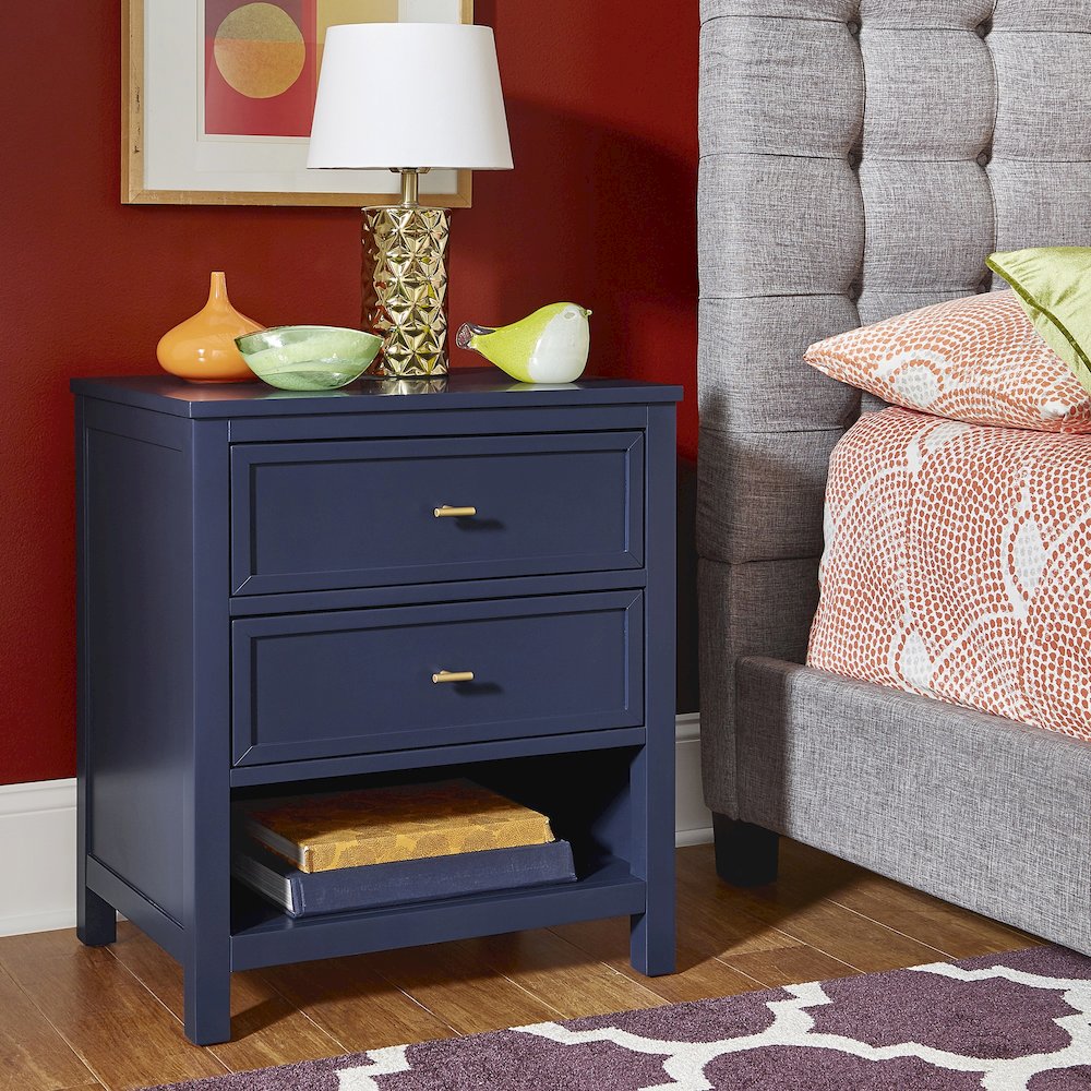 Twilight Blue Finish 2-Drawer Nightstand. Picture 3