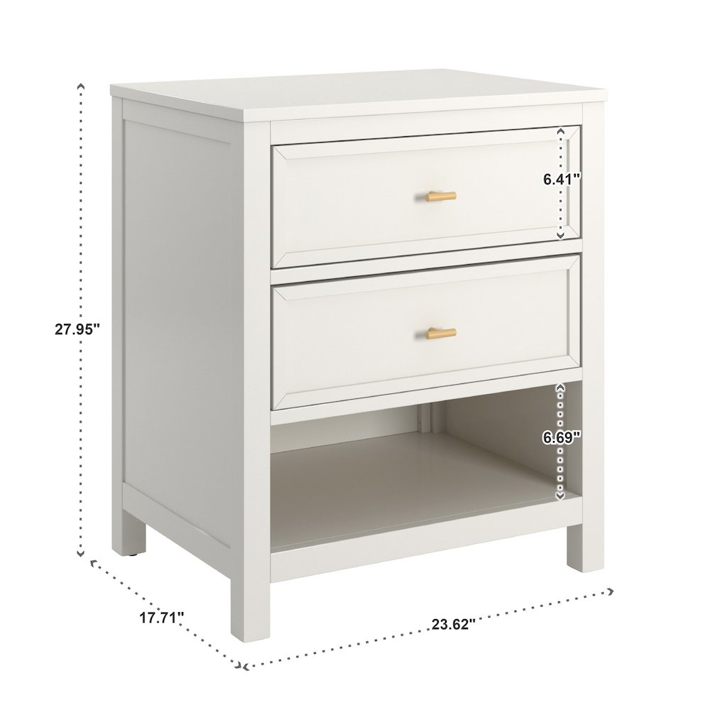 Bleached White Finish 2-Drawer Nightstand. Picture 4