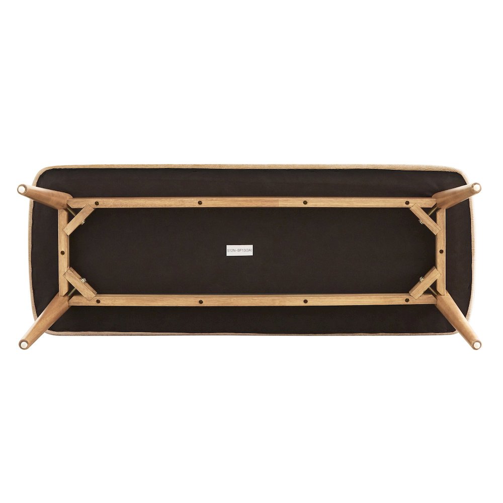 Nature Finish Beige Fabric Bench. Picture 8