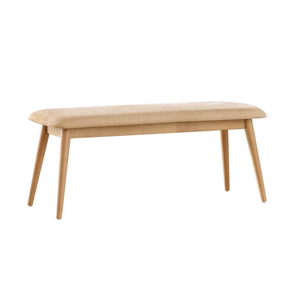 Nature Finish Beige Fabric Bench. Picture 7