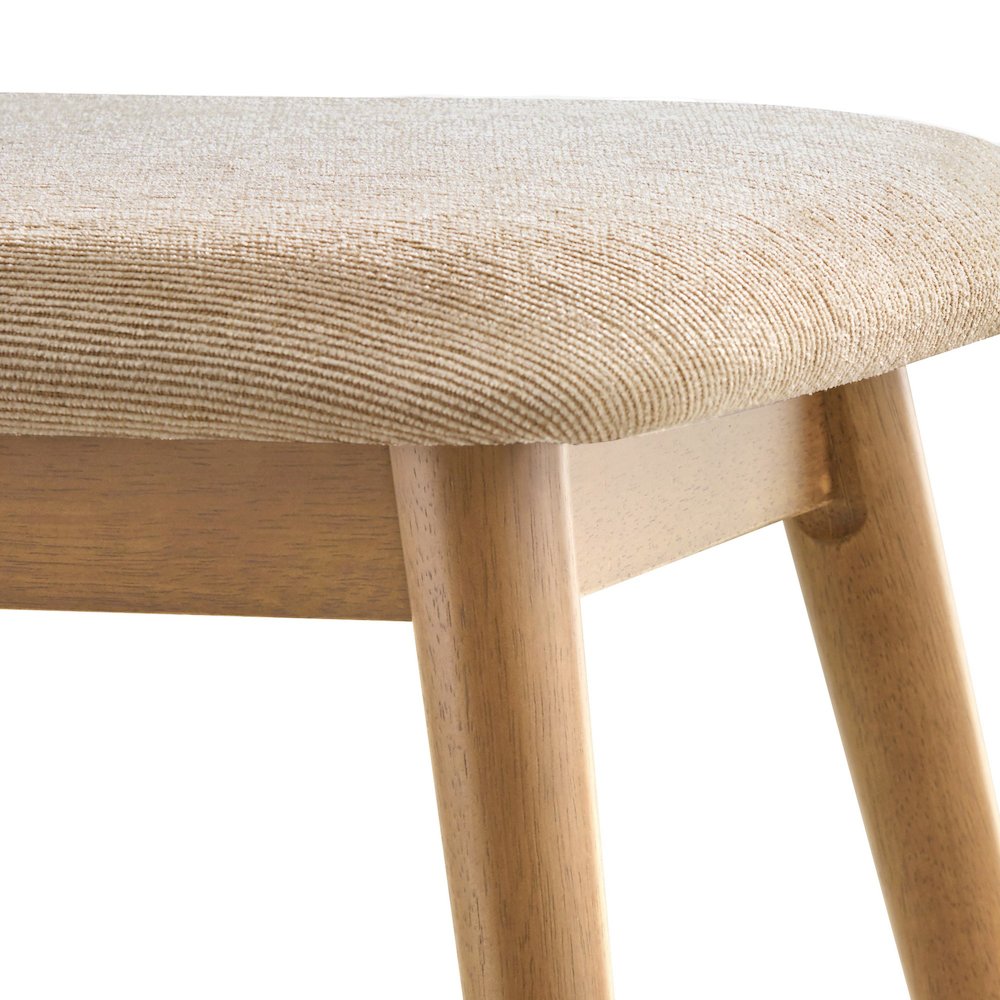 Nature Finish Beige Fabric Bench. Picture 2