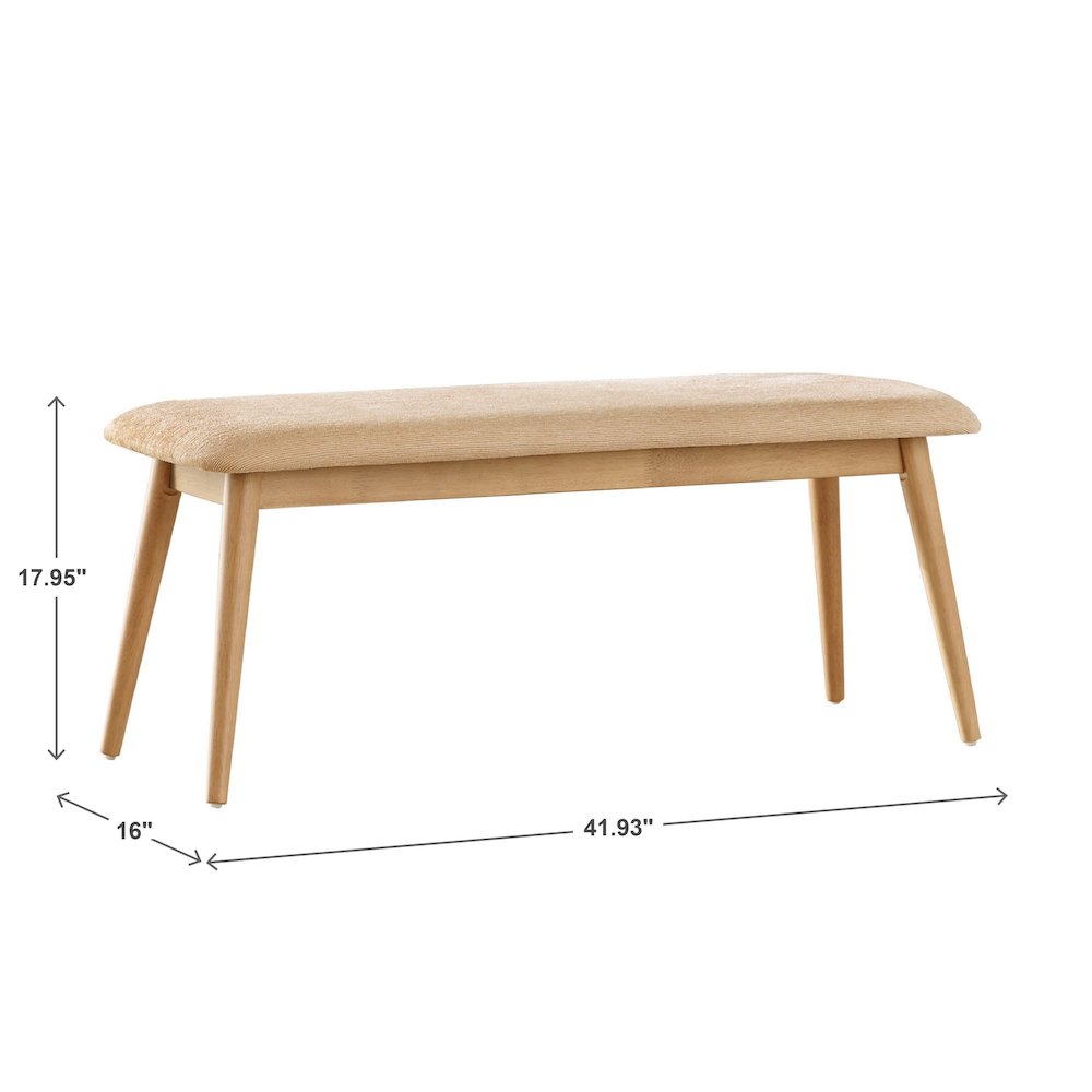 Nature Finish Beige Fabric Bench. Picture 4