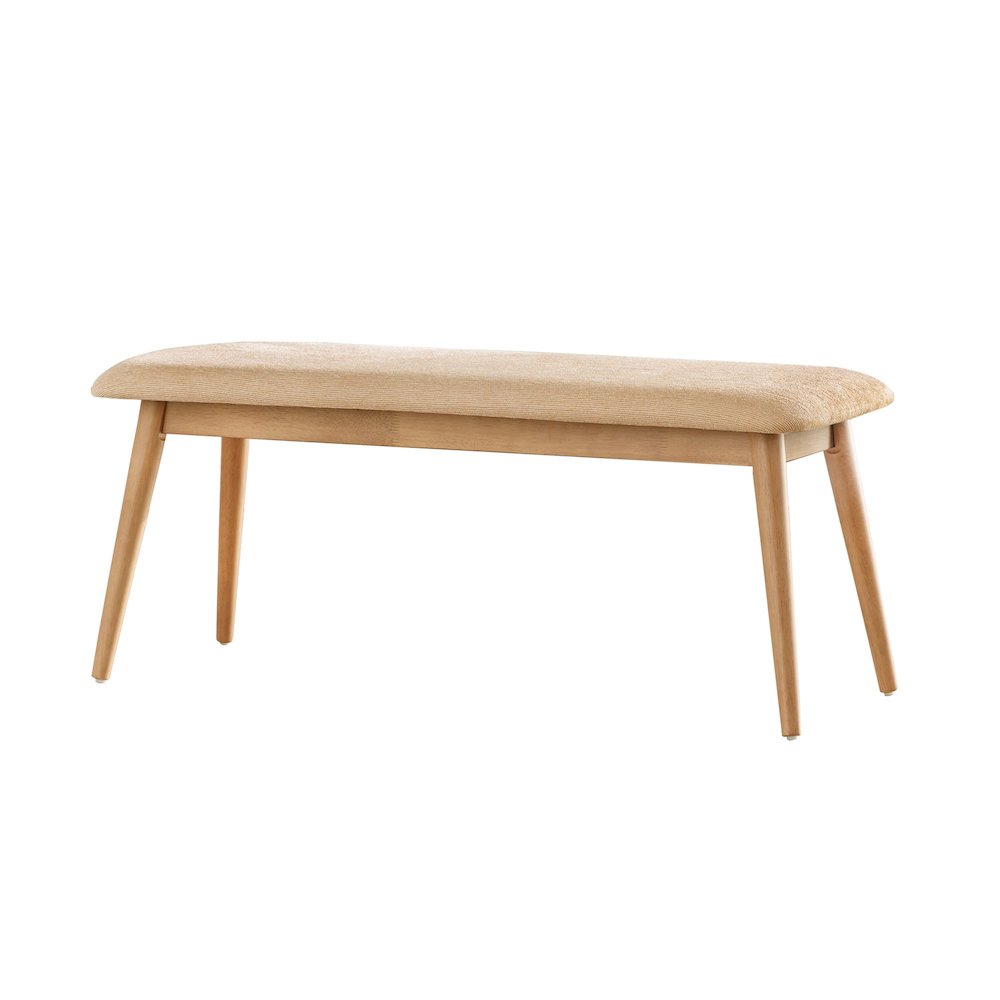 Nature Finish Beige Fabric Bench. Picture 5