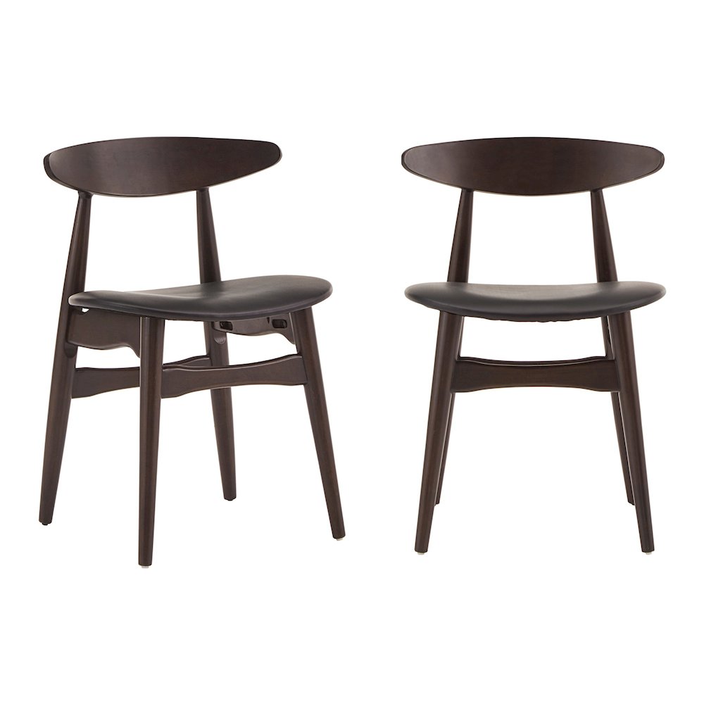 Set of 2, Black Finish Black Matte Pvc Side Chair. Picture 3
