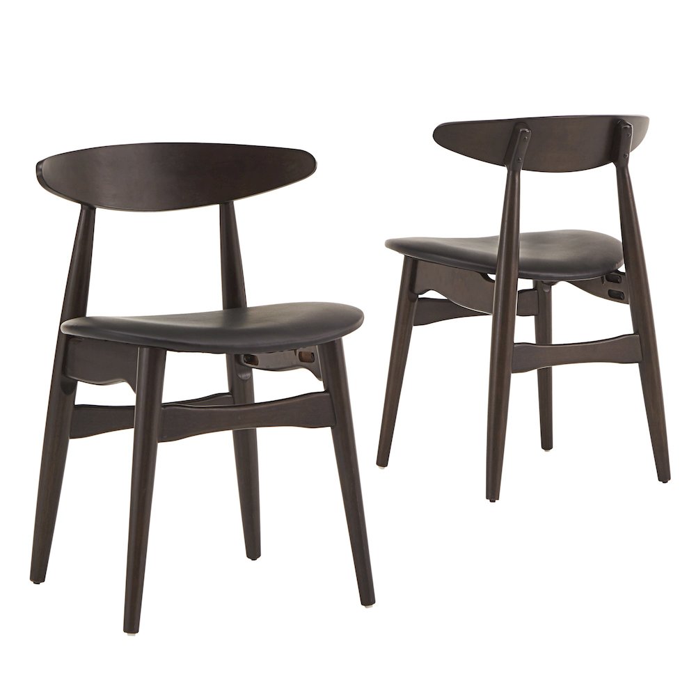 Set of 2, Black Finish Black Matte Pvc Side Chair. Picture 8