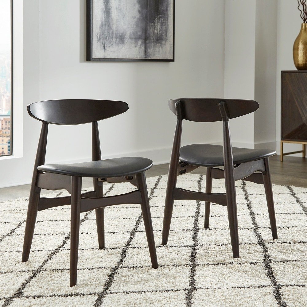 Set of 2, Black Finish Black Matte Pvc Side Chair. Picture 1