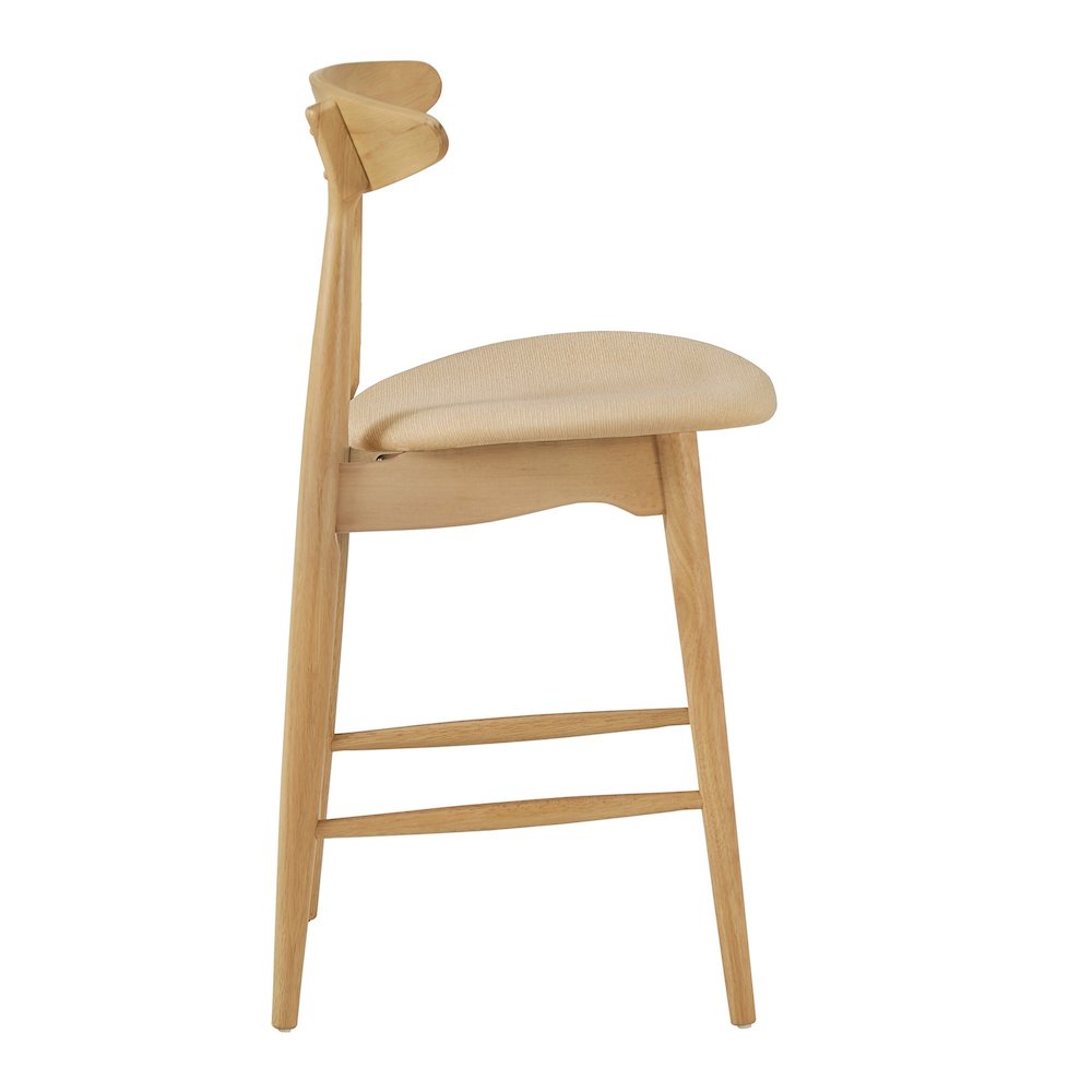 Set of 2, Nature Finish Beige Fabric Counter Height Chair. Picture 6