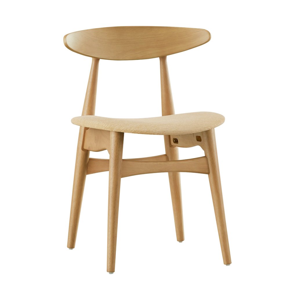 Set of 2, Nature Finish Beige Fabric Side Chair. Picture 4