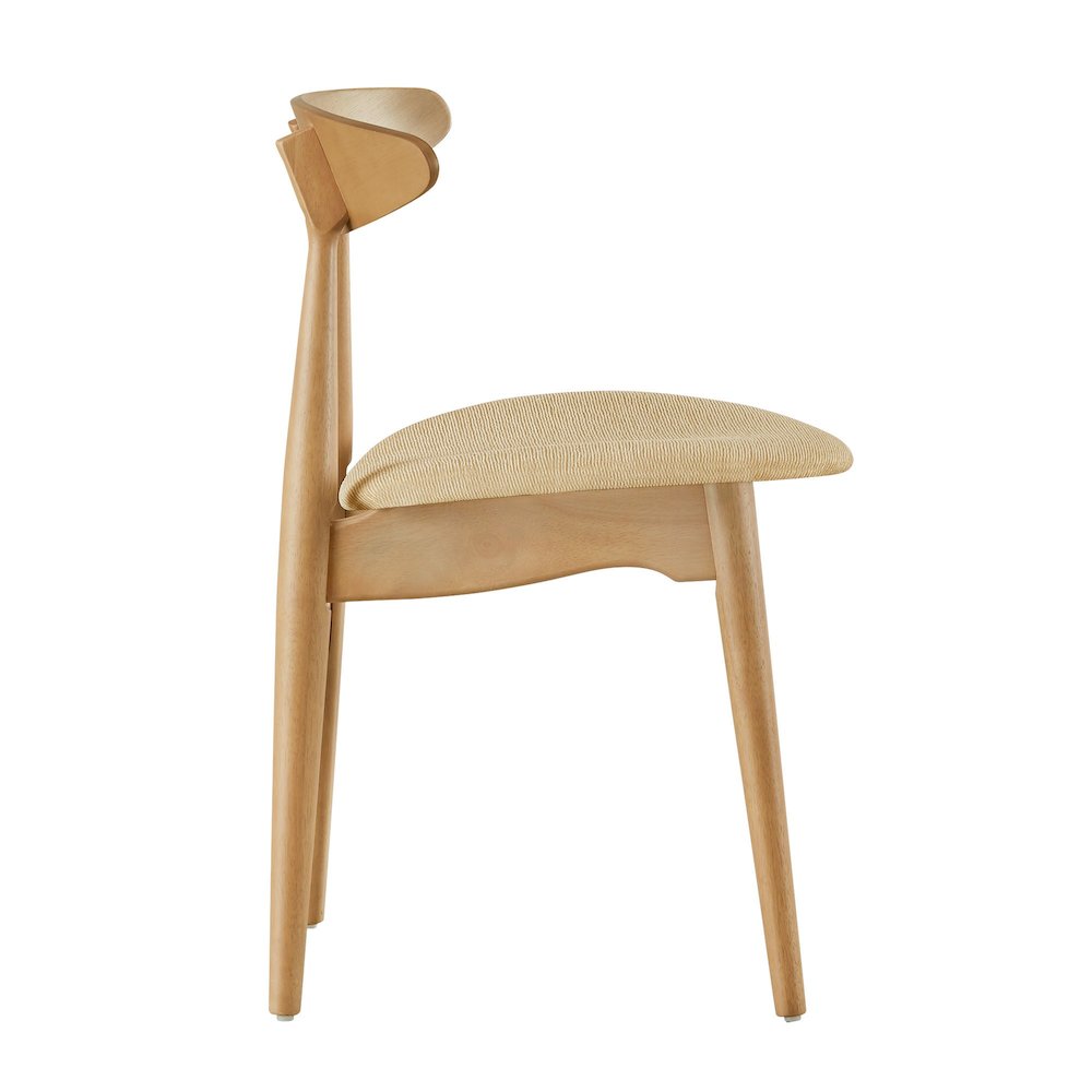 Set of 2, Nature Finish Beige Fabric Side Chair. Picture 5
