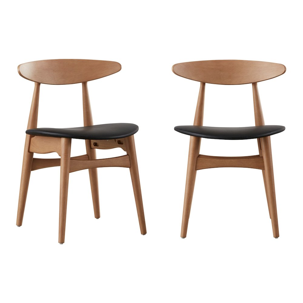 Set of 2, Nature Finish Black Matte Pvc Side Chair. Picture 3