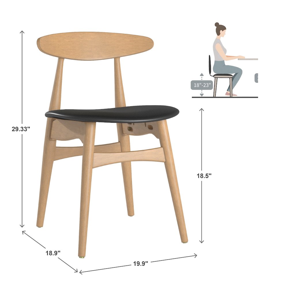 Set of 2, Nature Finish Black Matte Pvc Side Chair. Picture 4