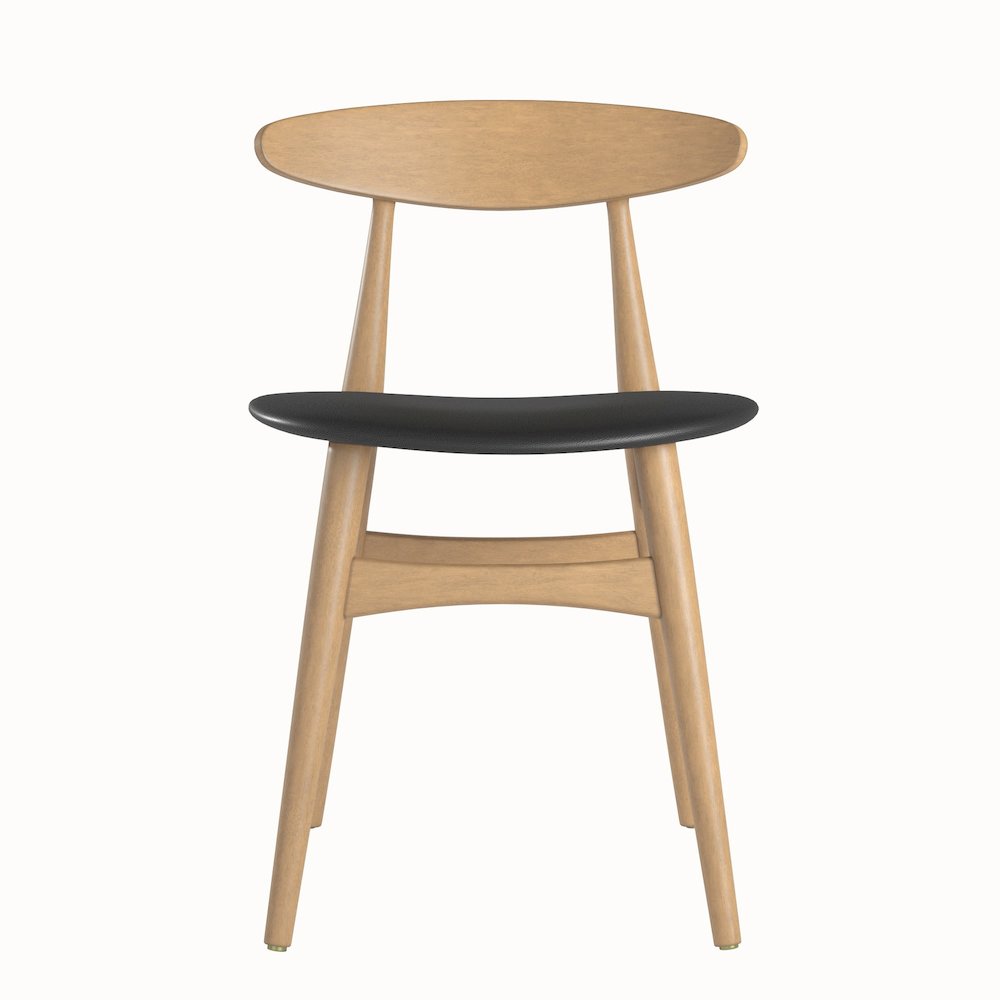 Set of 2, Nature Finish Black Matte Pvc Side Chair. Picture 1