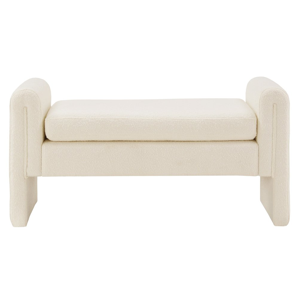 Ivory White Boucle Large Bench. Picture 4