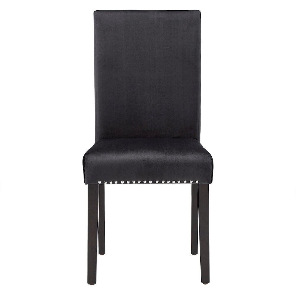 Set of 2, Espresso Finish Black Velvet Dining Chair. Picture 4