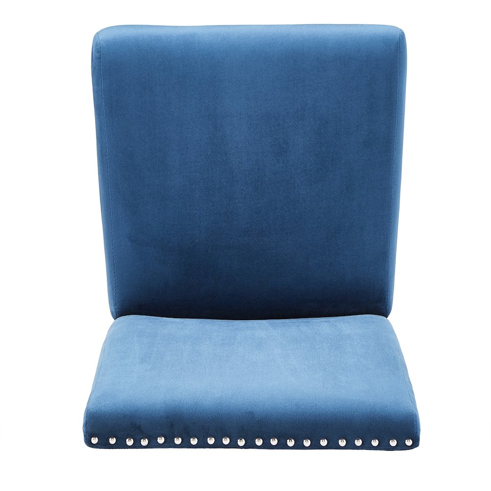 Set of 2, Espresso Finish Blue Velvet Dining Chair. Picture 7
