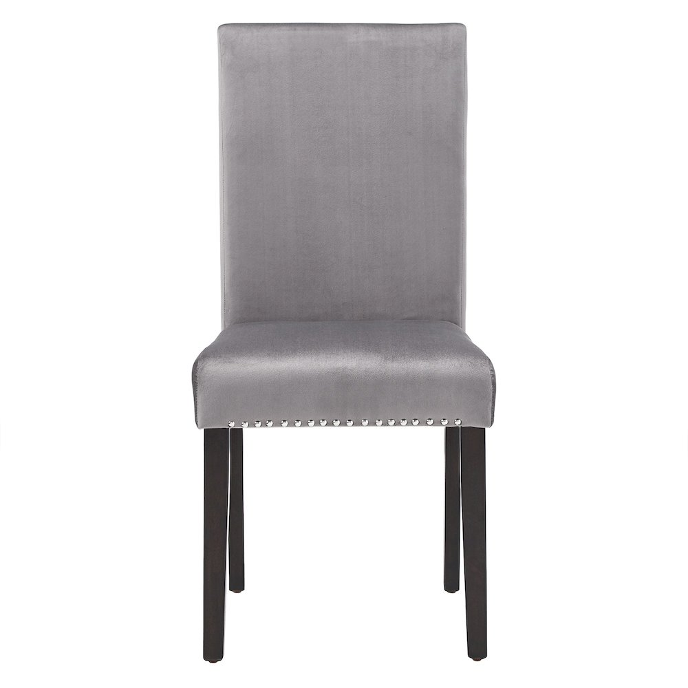 Set of 2, Espresso Finish Grey Velvet Dining Chair. Picture 4