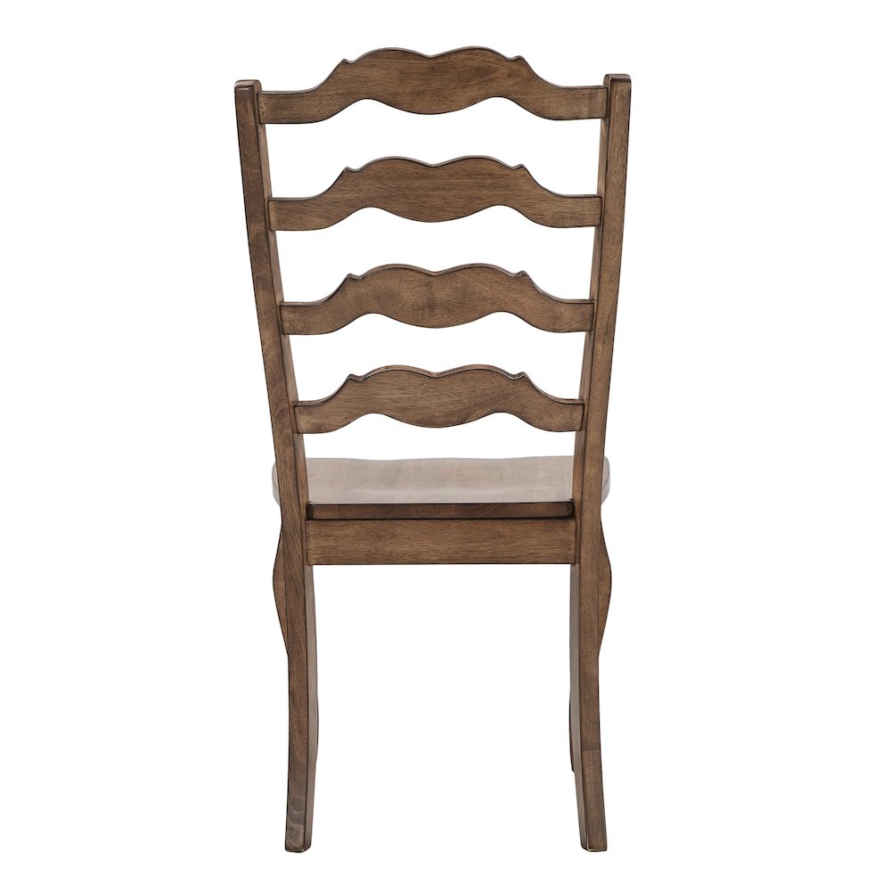 Set of 2, Oak Finish French Ladder Back Side Chair. Picture 5