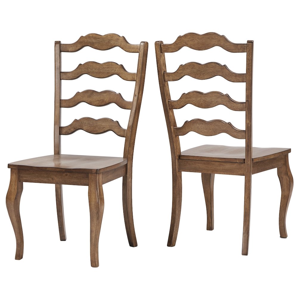 Set of 2, Oak Finish French Ladder Back Side Chair. Picture 6