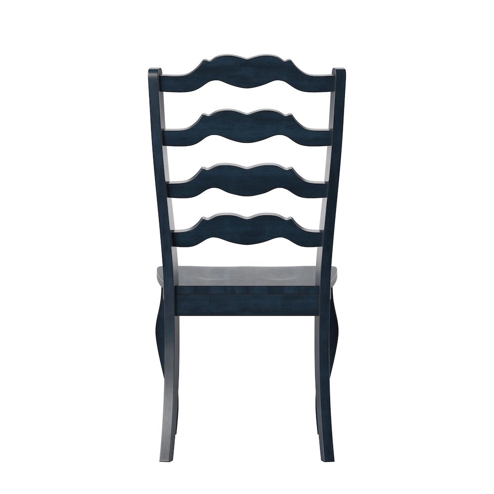 Set of 2, Antique Denim Finish French Ladder Back Side Chair. Picture 6