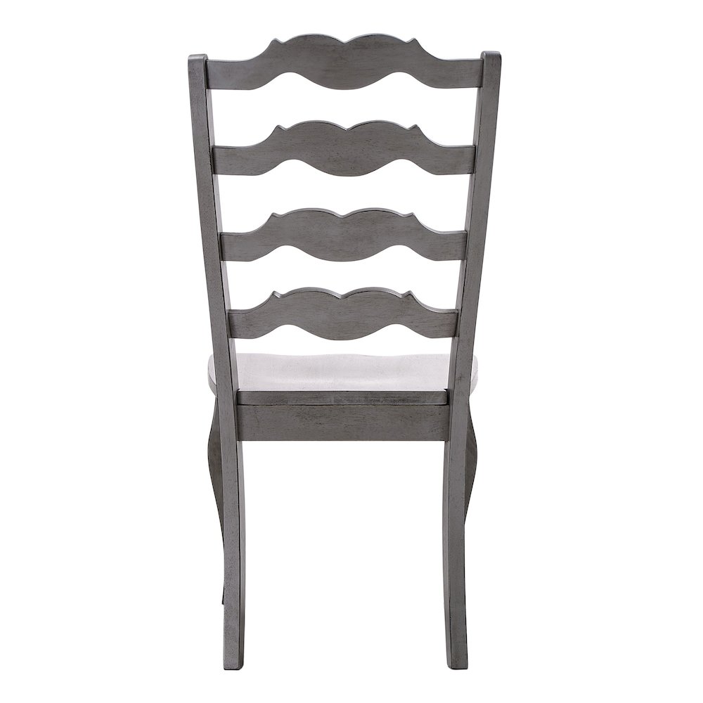 Set of 2, Antique Grey Finish French Ladder Back Side Chair. Picture 7