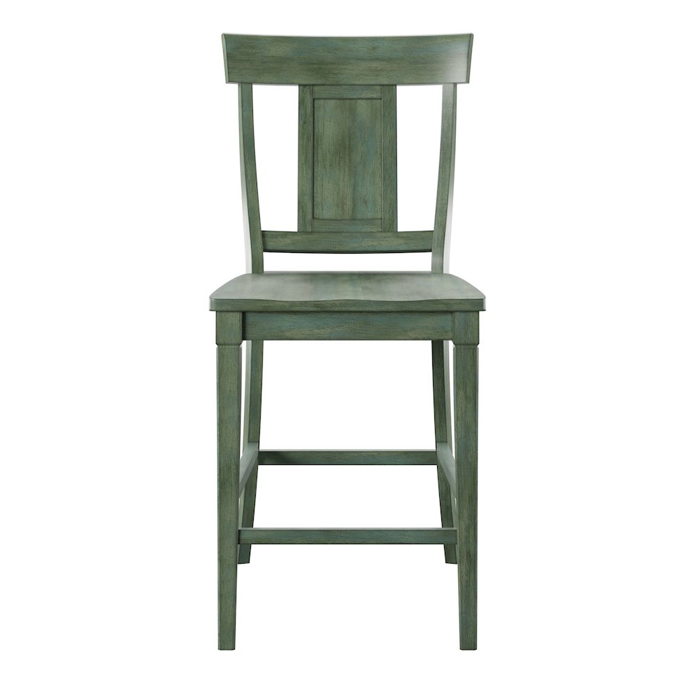 Set of 2, Antique Sage Finish Panel Back Counter Height Chair. Picture 4