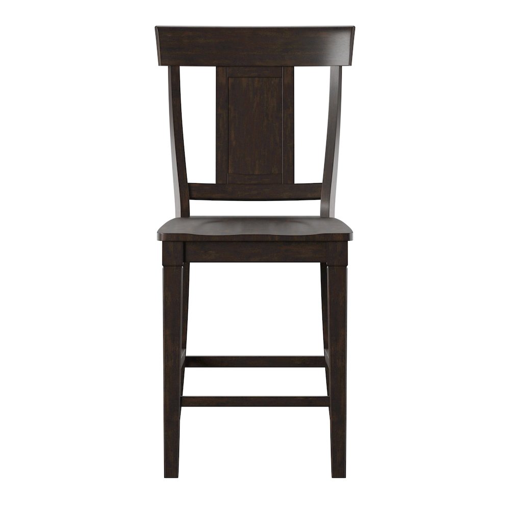 Set of 2, Antique Black Finish Panel Back Counter Height Chair. Picture 4