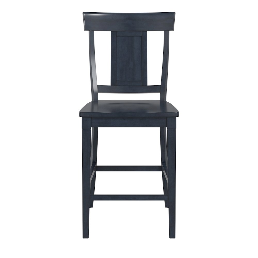 Set of 2, Antique Denim Finish Panel Back Counter Height Chair. Picture 4