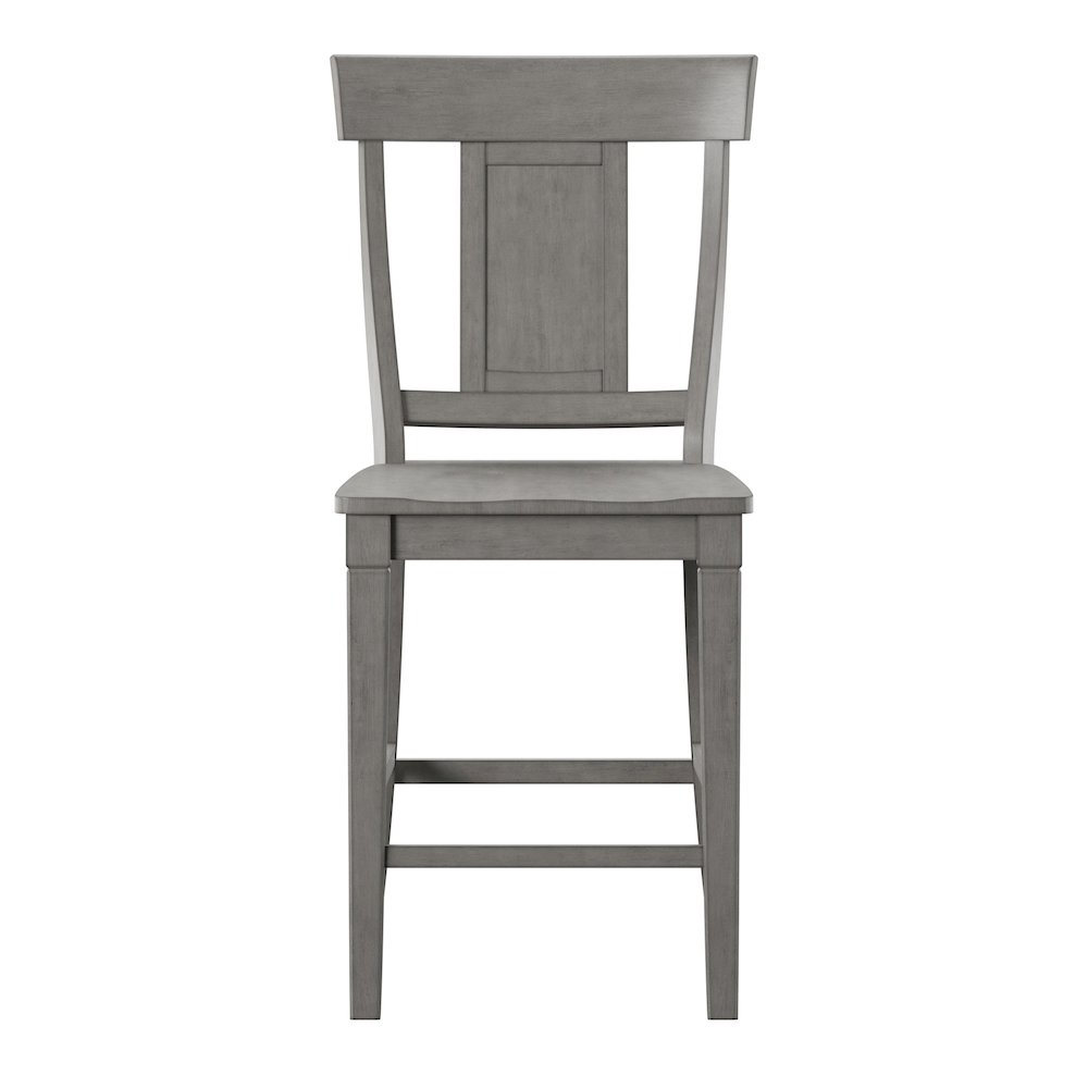 Set of 2, Antique Grey Finish Panel Back Counter Height Chair. Picture 4