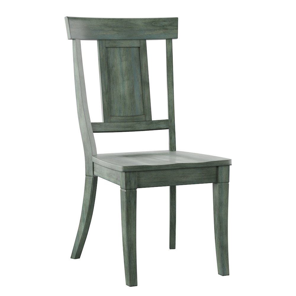 Set of 2, Antique Sage Finish Panel Back Side Chair. Picture 5