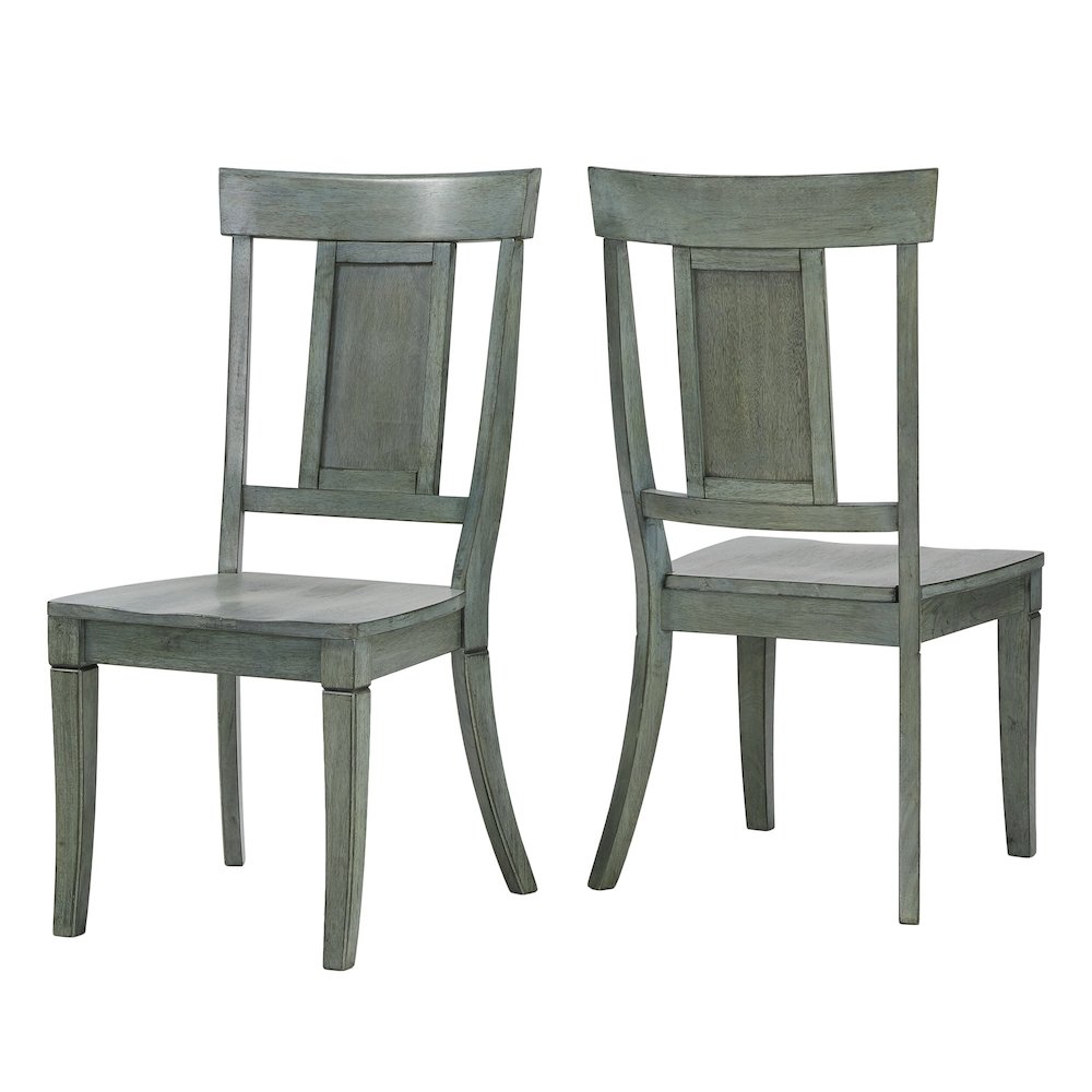 Set of 2, Antique Sage Finish Panel Back Side Chair. Picture 8