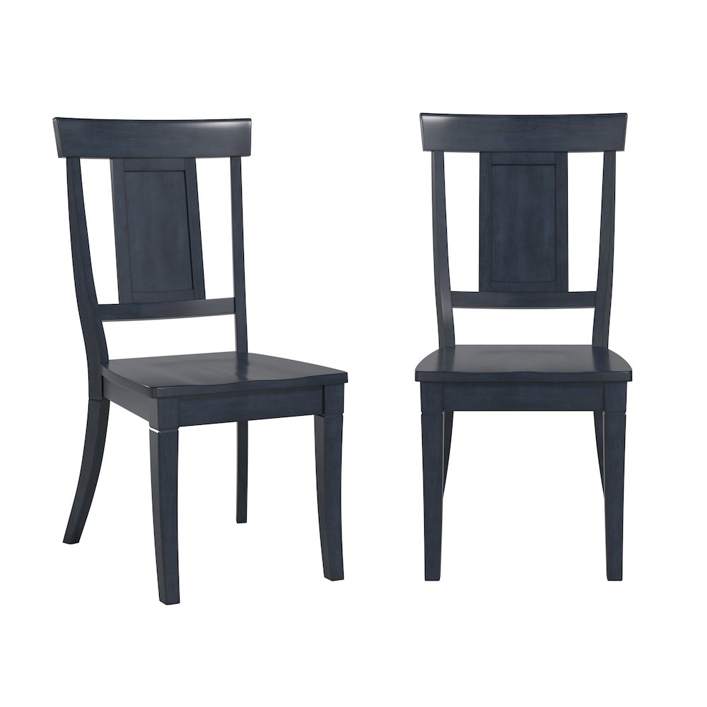 Set of 2, Antique Denim Finish Panel Back Side Chair. Picture 2