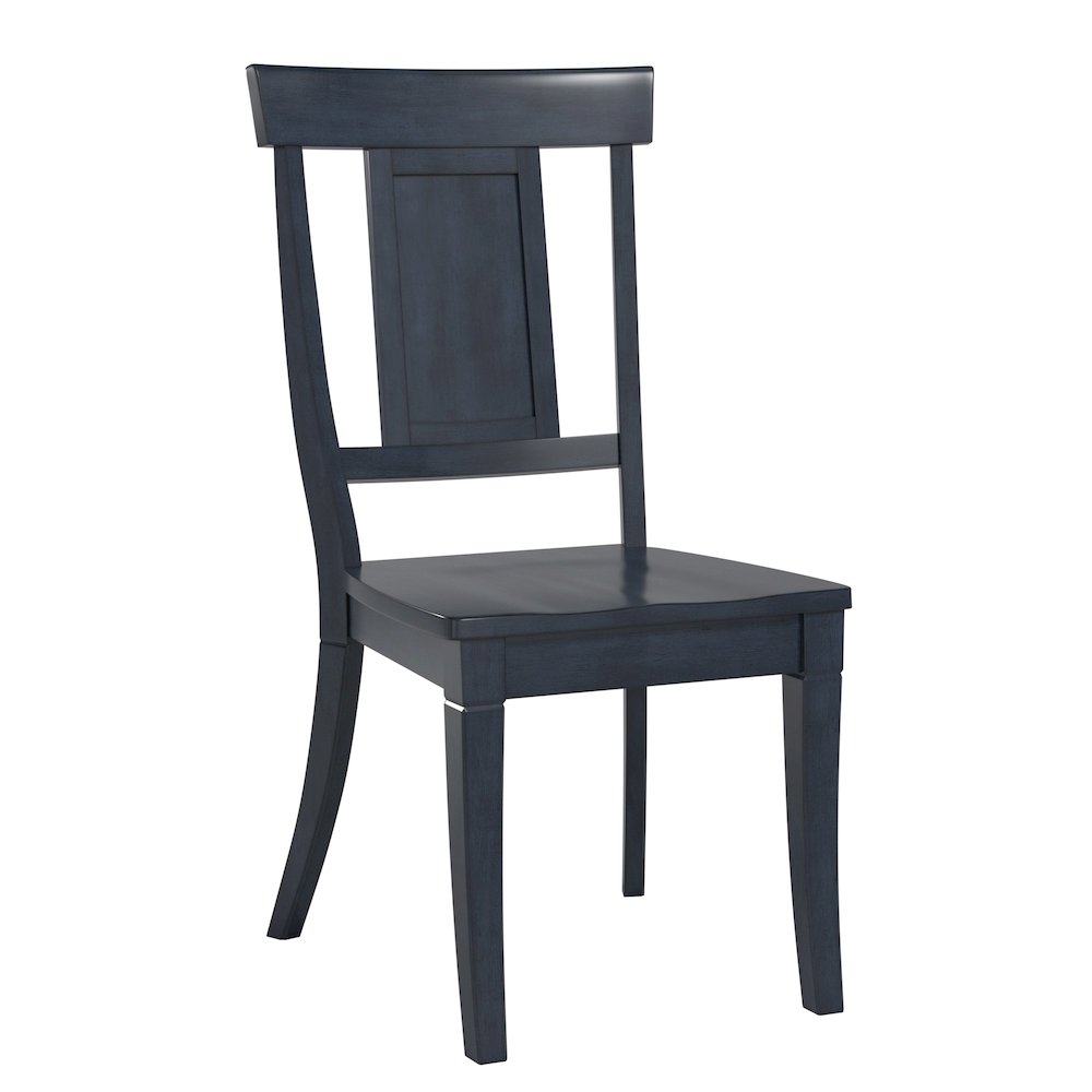 Set of 2, Antique Denim Finish Panel Back Side Chair. Picture 4