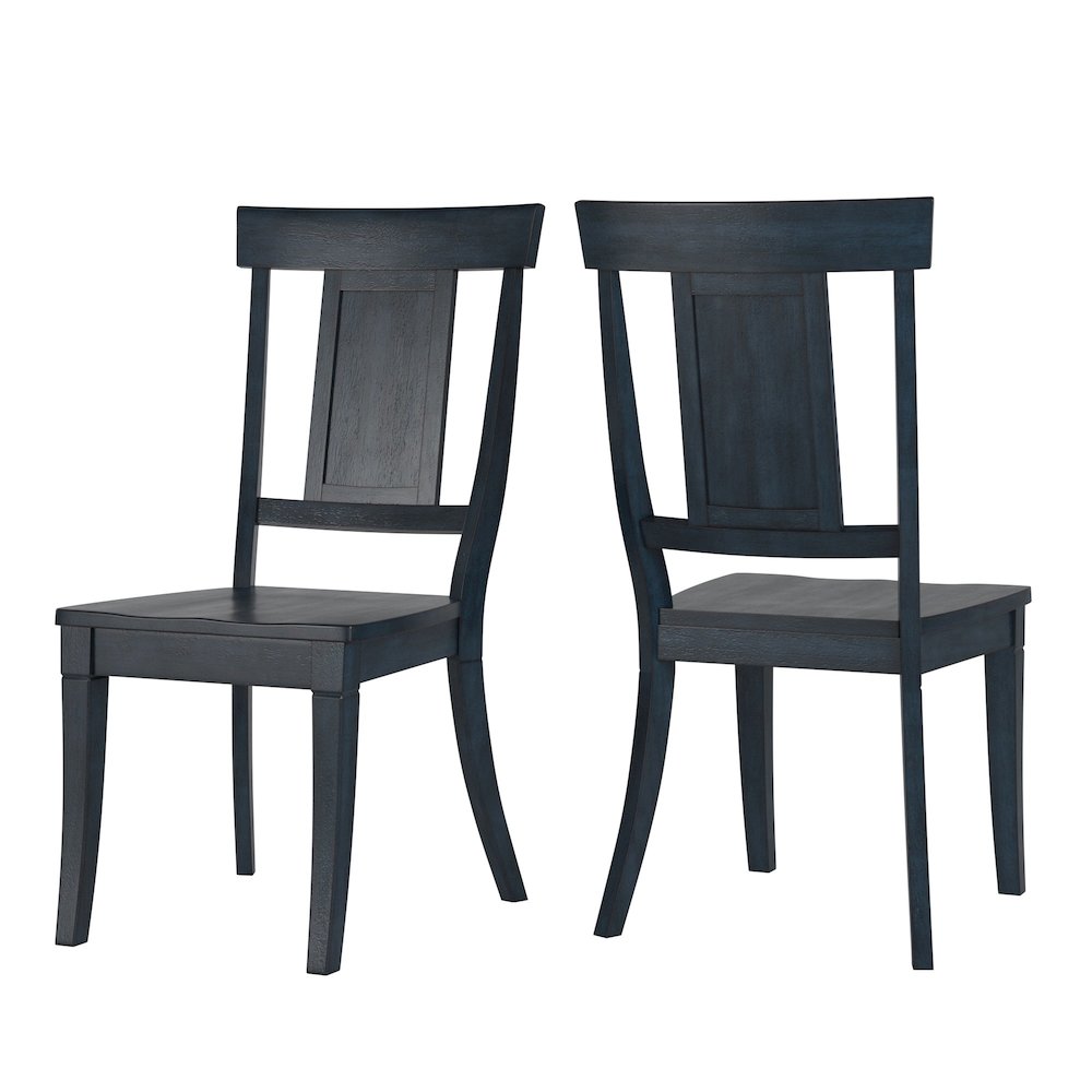 Set of 2, Antique Denim Finish Panel Back Side Chair. Picture 7