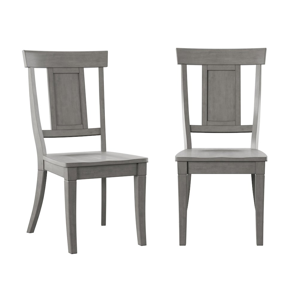 Set of 2, Antique Grey Finish Panel Back Side Chair. Picture 2