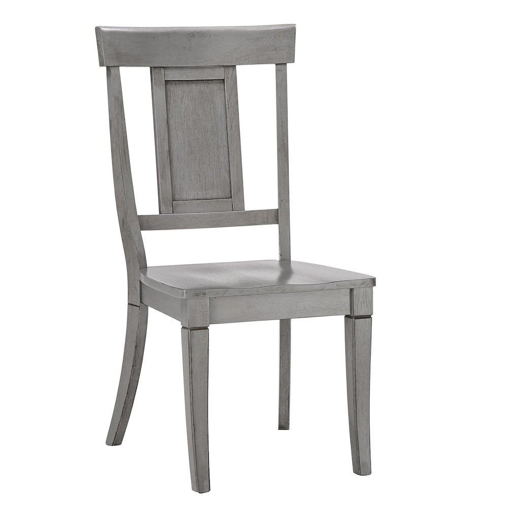Set of 2, Antique Grey Finish Panel Back Side Chair. Picture 4