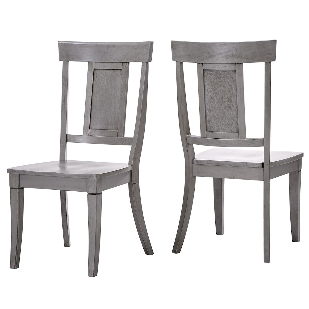 Set of 2, Antique Grey Finish Panel Back Side Chair. Picture 7