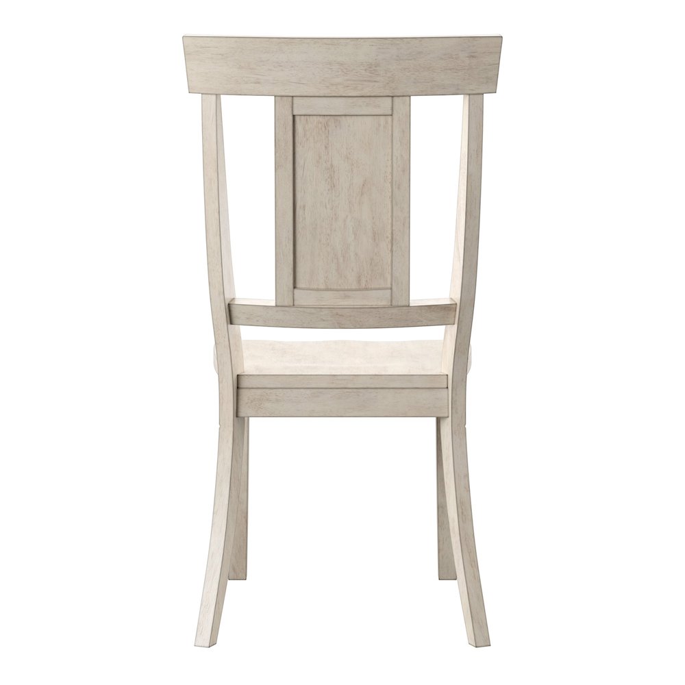 Set of 2, Antique White Finish Panel Back Side Chair. Picture 7