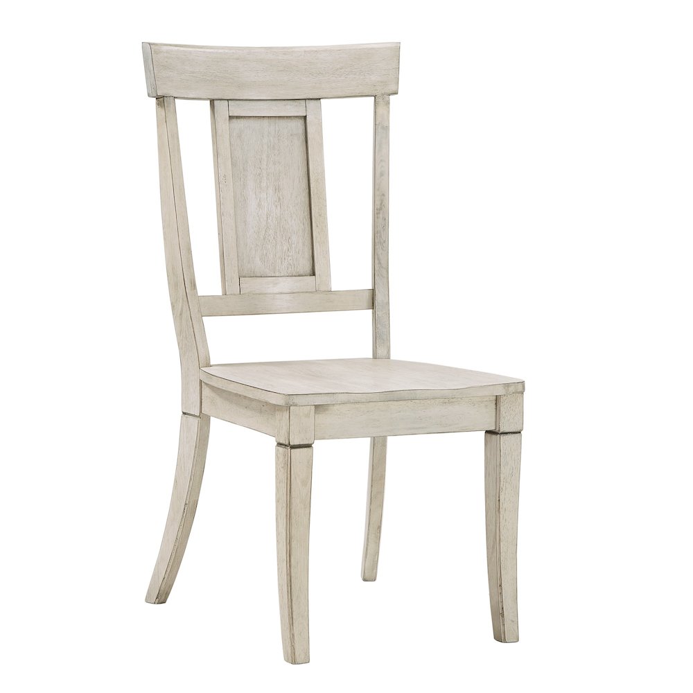 Set of 2, Antique White Finish Panel Back Side Chair. Picture 5