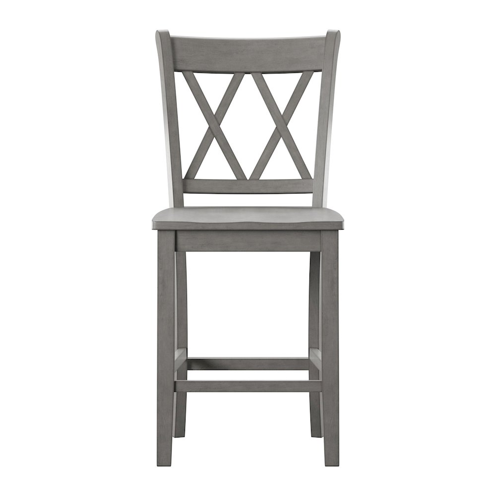 Set of 2, Antique Grey Finish Double X Back Counter Height Chair. Picture 4