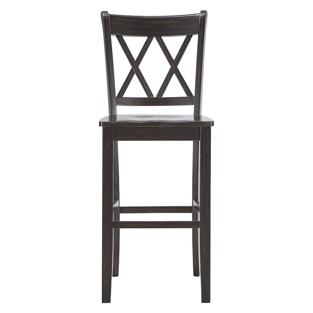 Set of 2, Antique Black Finish Double X Back Bar Height Chair. Picture 7
