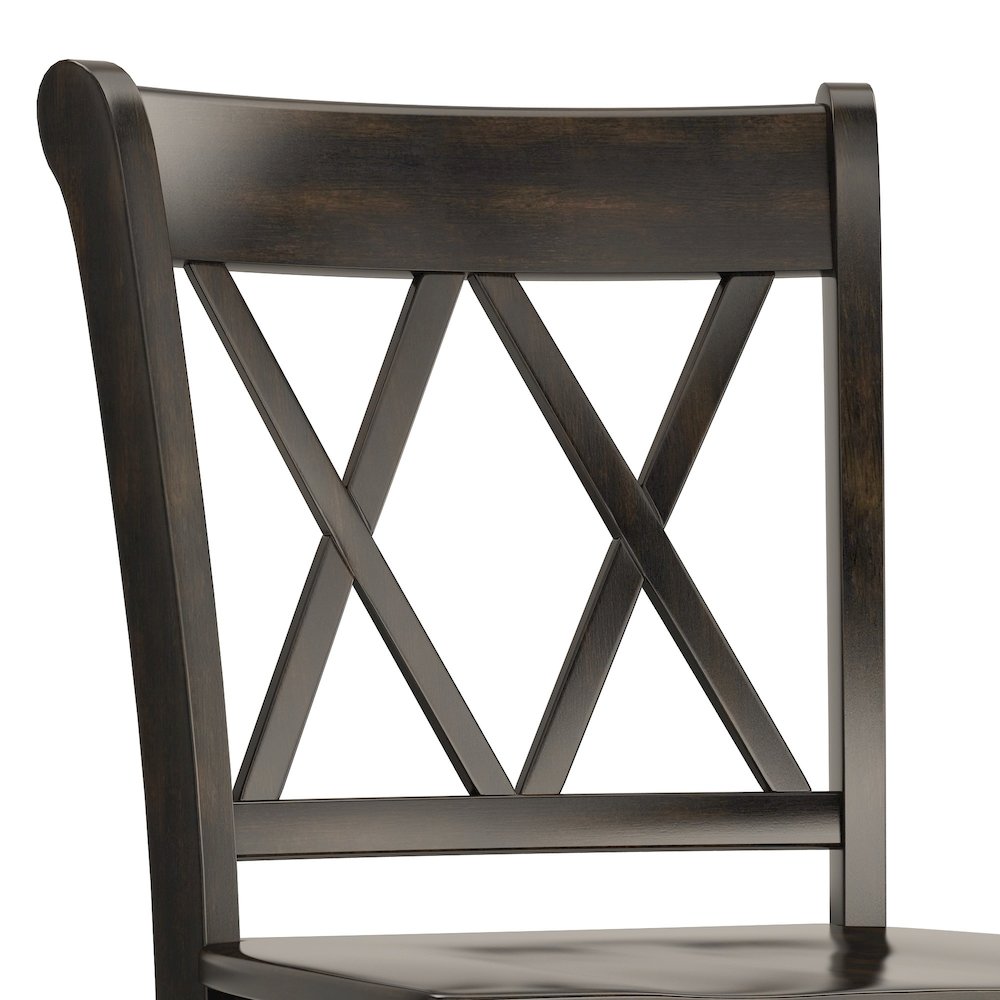Set of 2, Antique Black Finish Double X Back Bar Height Chair. Picture 2