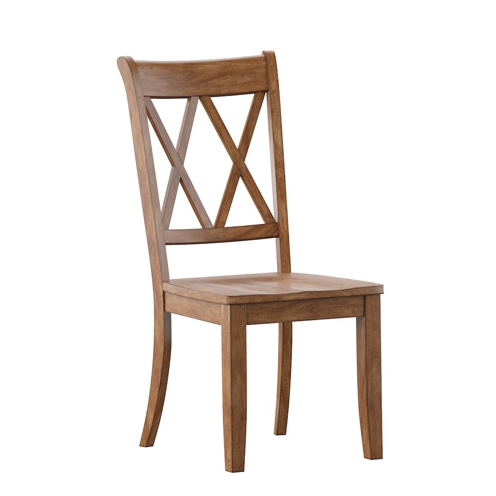Set of 2, Oak Finish Double X Back Side Chair. Picture 5