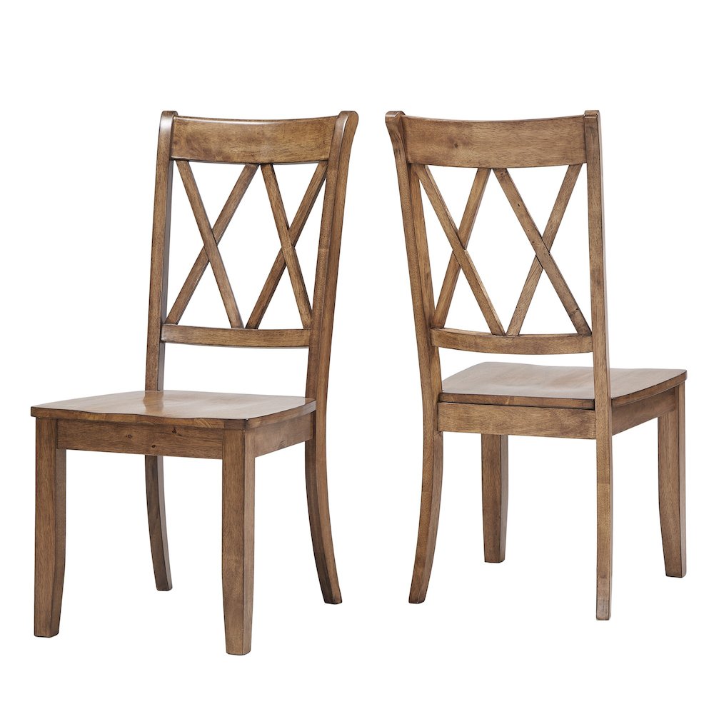 Set of 2, Oak Finish Double X Back Side Chair. Picture 7