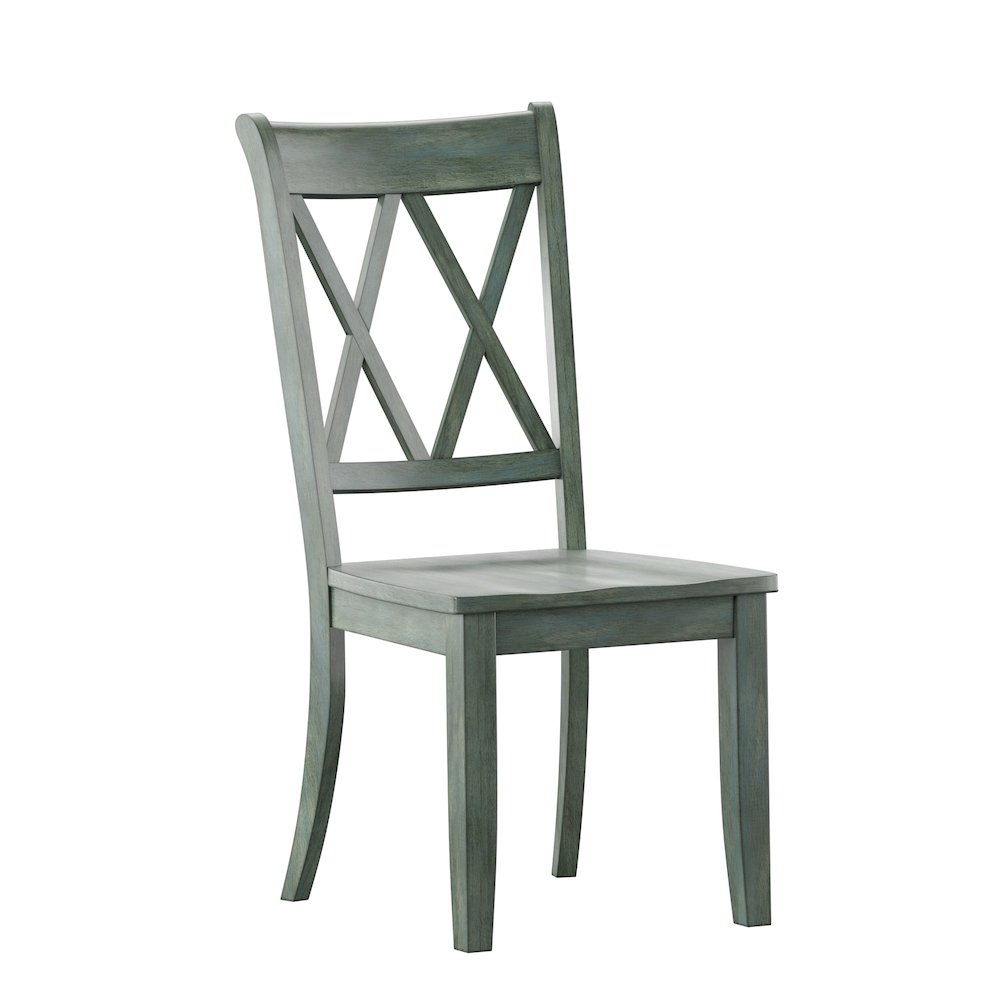 Set of 2, Antique Sage Finish Double X Back Side Chair. Picture 5