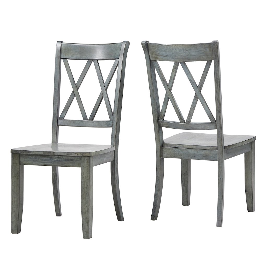 Set of 2, Antique Sage Finish Double X Back Side Chair. Picture 7