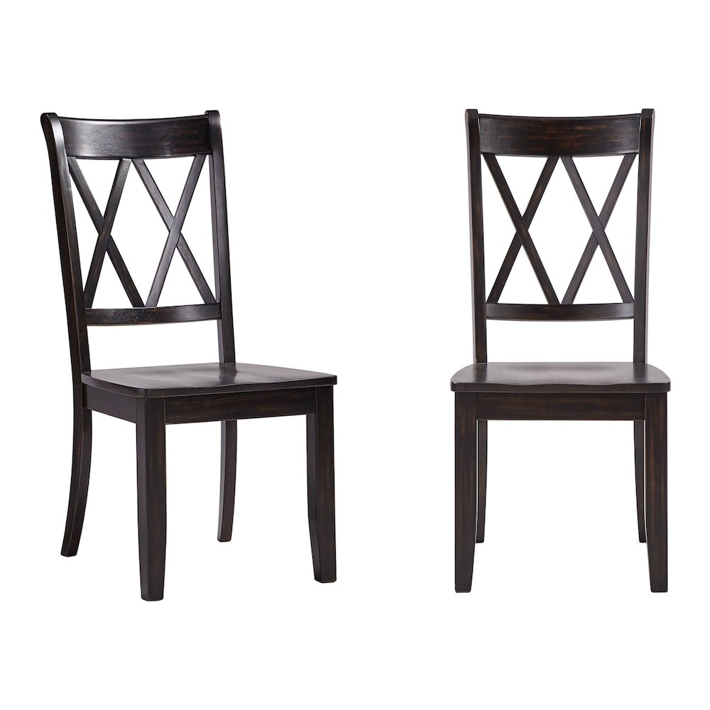 Set of 2, Antique Black Finish Double X Back Side Chair. Picture 3